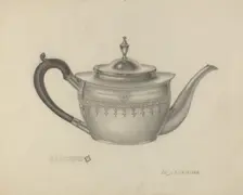 Silver Teapot, 1935/1942. Creator: E. J. Gilsleider