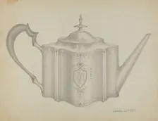 Silver Teapot, 1935/1942. Creator: Eugene La Foret