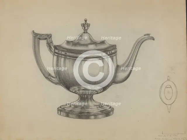 Silver Teapot, 1935/1942. Creator: Gerald Bernhardt.