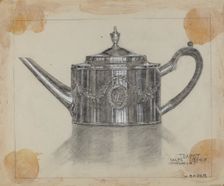 Silver Teapot, 1935/1942. Creator: Herman Bader