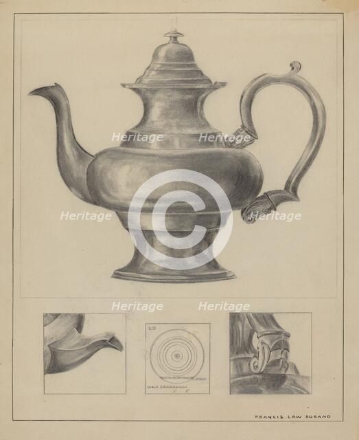 Silver Teapot, 1935/1942. Creator: Francis Law Durand.