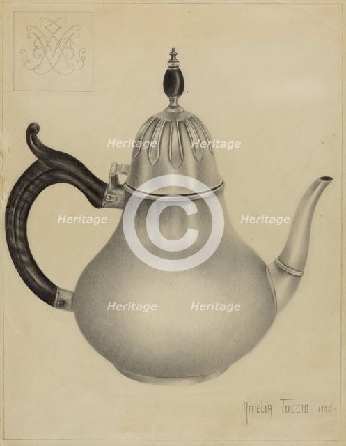 Silver Teapot, 1936. Creator: Amelia Tuccio.