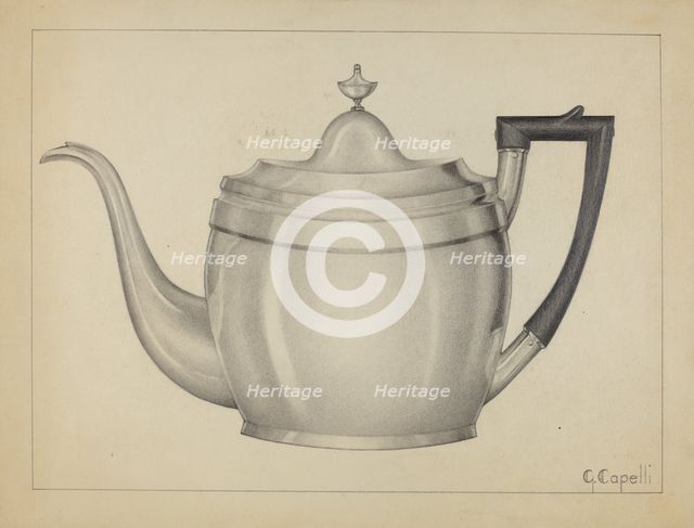 Silver Teapot, 1936. Creator: Giacinto Capelli.