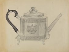 Silver Teapot and Tray, c. 1936. Creator: Isidore Steinberg