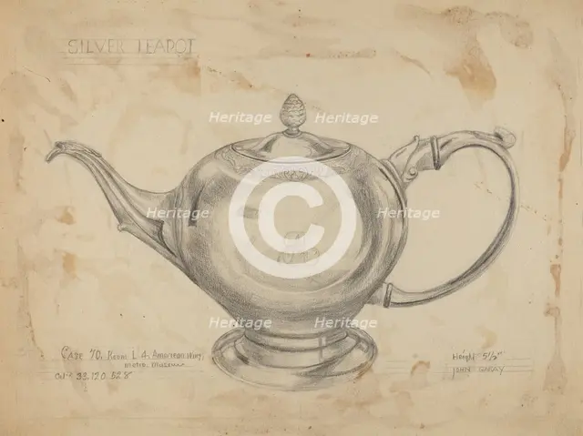 Silver Teapot, c. 1935/1942. Creator: John Garay.