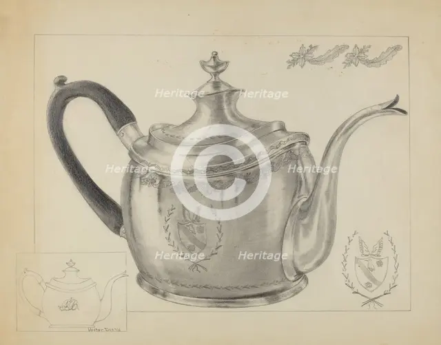 Silver Teapot, c. 1935. Creator: Hester Duany.