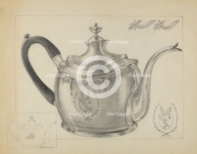 Silver Teapot, c. 1935. Creator: Hester Duany.