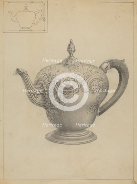 Silver Teapot, c. 1936. Creator: Unknown.