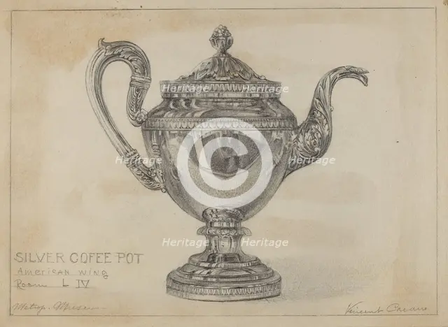 Silver Teapot, c. 1936. Creator: Vincent Carano.