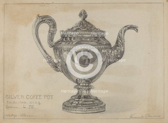 Silver Teapot, c. 1936. Creator: Vincent Carano.