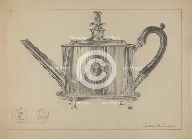 Silver Teapot, c. 1936. Creator: Vincent Carano.