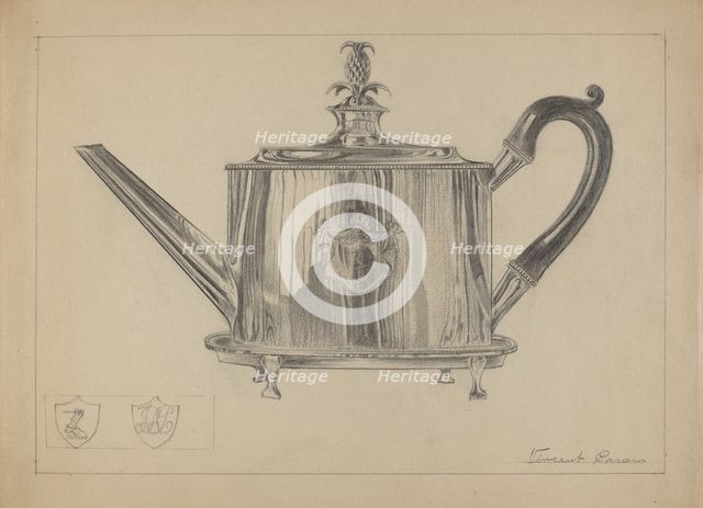 Silver Teapot, c. 1936. Creator: Vincent Carano.