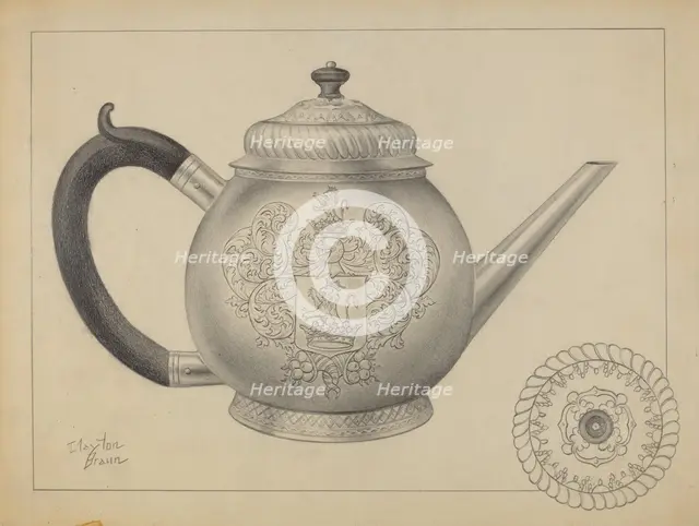 Silver Teapot, c. 1936. Creator: Clayton Braun.