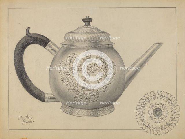 Silver Teapot, c. 1936. Creator: Clayton Braun.