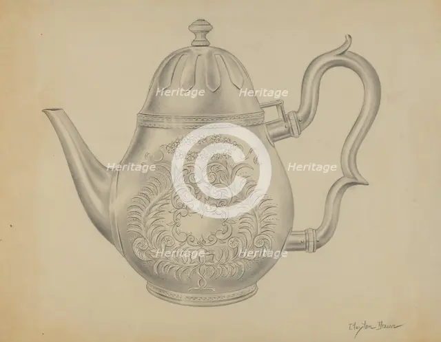 Silver Teapot, c. 1936. Creator: Clayton Braun.