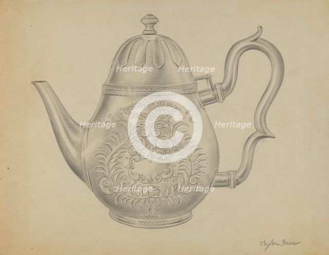 Silver Teapot, c. 1936. Creator: Clayton Braun.