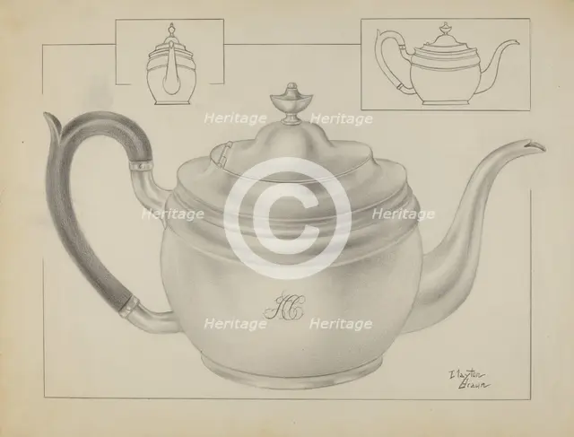 Silver Teapot, c. 1936. Creator: Clayton Braun.