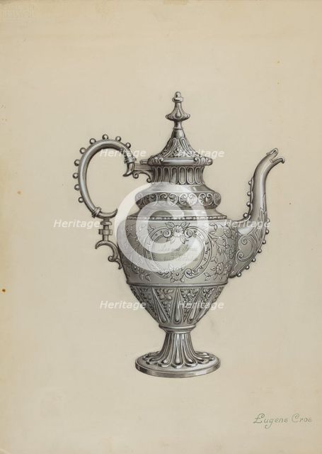 Silver Teapot, c. 1936. Creator: Eugene Croe.