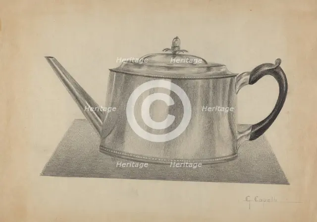 Silver Teapot, c. 1936. Creator: Giacinto Capelli.