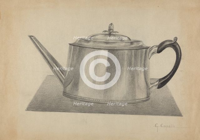 Silver Teapot, c. 1936. Creator: Giacinto Capelli.