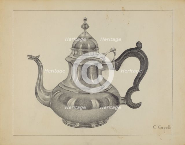 Silver Teapot, c. 1936. Creator: Giacinto Capelli.