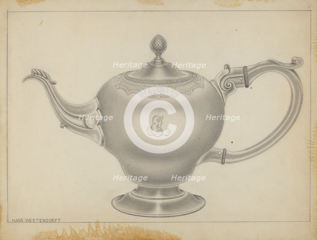 Silver Teapot, c. 1936. Creator: Hans Westendorff.