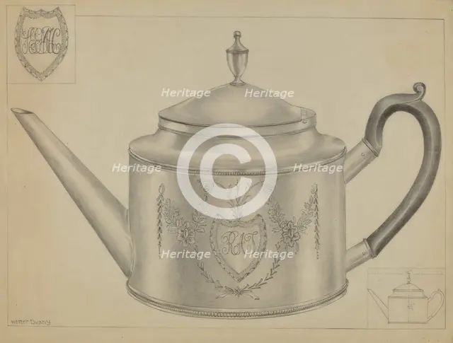 Silver Teapot, c. 1936. Creator: Hester Duany.