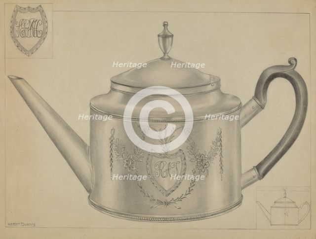 Silver Teapot, c. 1936. Creator: Hester Duany.