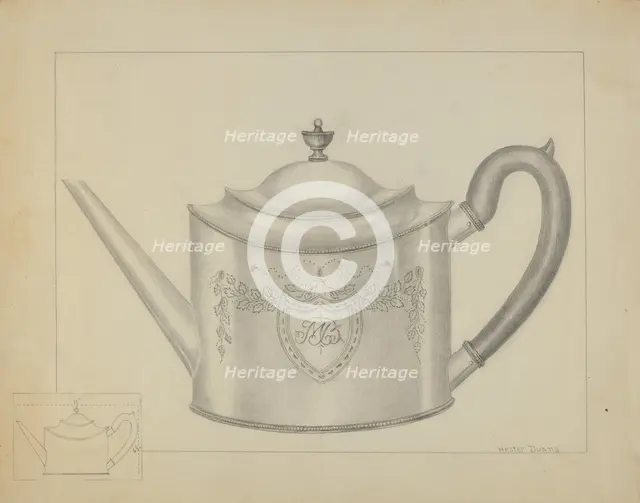 Silver Teapot, c. 1936. Creator: Hester Duany.