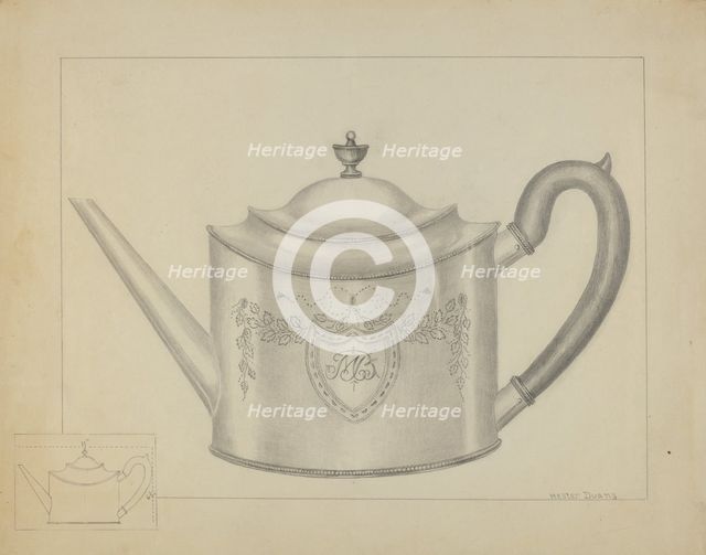 Silver Teapot, c. 1936. Creator: Hester Duany.