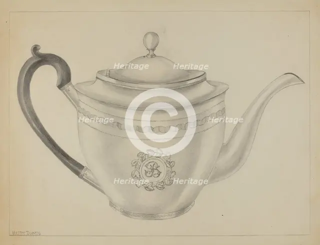 Silver Teapot, c. 1936. Creator: Hester Duany.