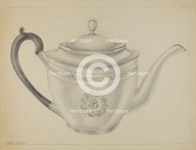 Silver Teapot, c. 1936. Creator: Hester Duany.