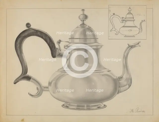 Silver Teapot, c. 1936. Creator: Horace Reina.