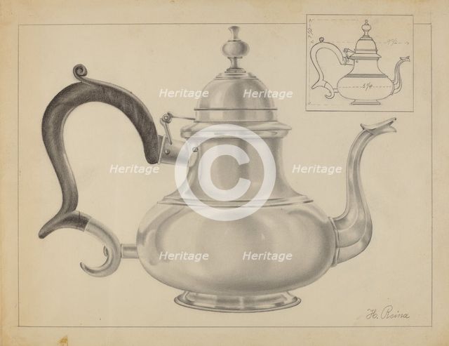 Silver Teapot, c. 1936. Creator: Horace Reina.