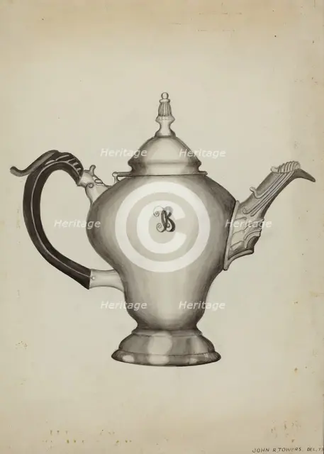 Silver Teapot, c. 1936. Creator: John R. Towers.