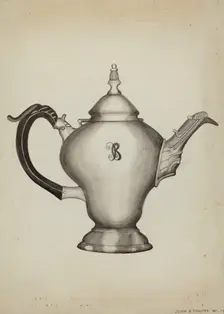 Silver Teapot, c. 1936. Creator: John R. Towers