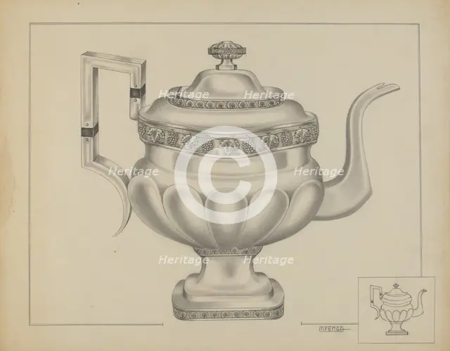 Silver Teapot, c. 1936. Creator: Michael Fenga.