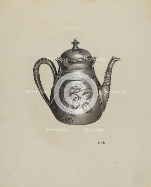 Silver Teapot, c. 1937. Creator: Edward White.