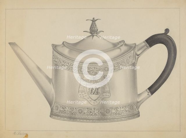 Silver Teapot, c. 1937. Creator: Horace Reina.