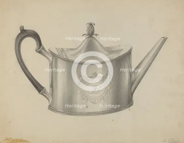 Silver Teapot, c. 1937. Creator: Simon Weiss.