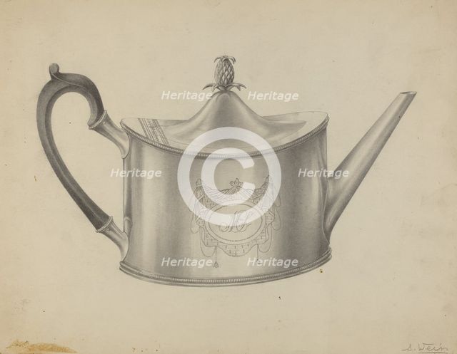 Silver Teapot, c. 1937. Creator: Simon Weiss.