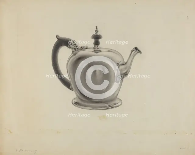 Silver Teapot, c. 1938. Creator: Aaron Fastovsky.