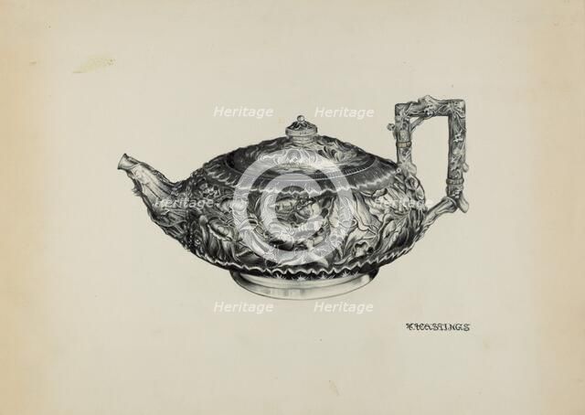 Silver Teapot, c. 1938. Creator: Florence Hastings.