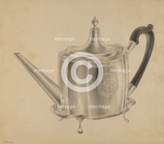 Silver Teapot, c. 1938. Creator: Hester Duany.