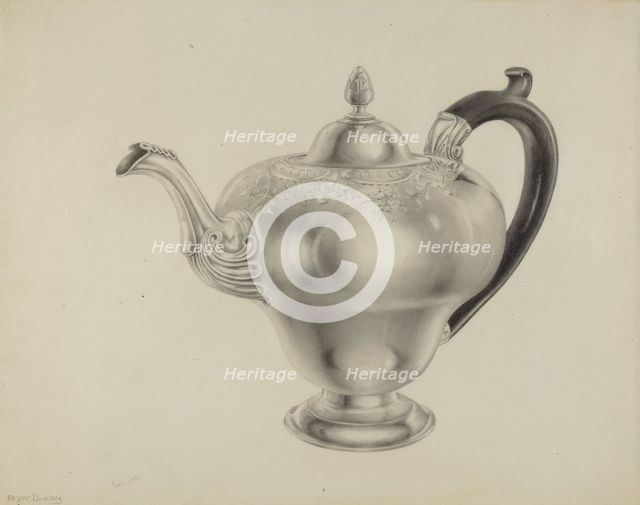 Silver Teapot, c. 1938. Creator: Hester Duany.