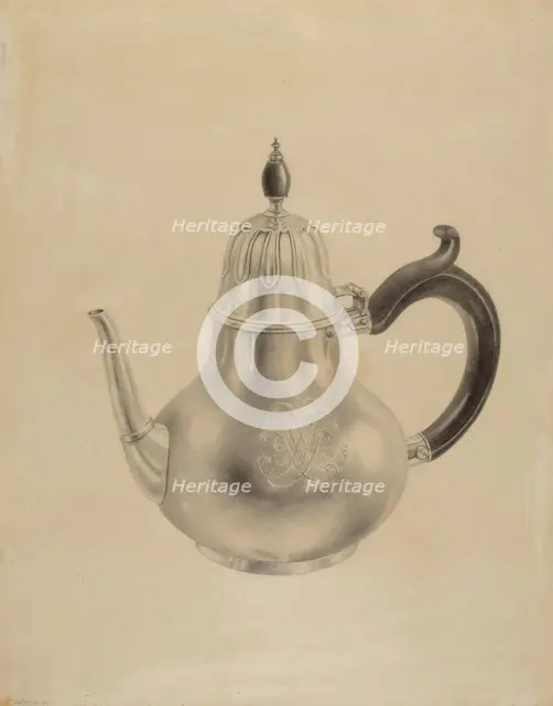 Silver Teapot, c. 1938. Creator: Hester Duany.