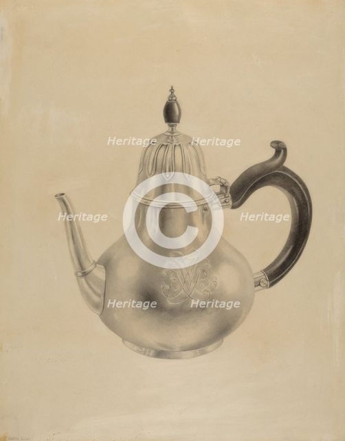 Silver Teapot, c. 1938. Creator: Hester Duany.