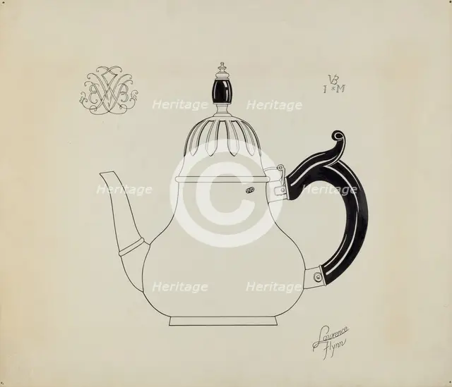 Silver Teapot, c. 1938. Creator: Lawrence Flynn.