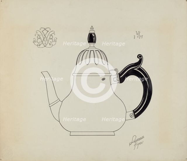 Silver Teapot, c. 1938. Creator: Lawrence Flynn.