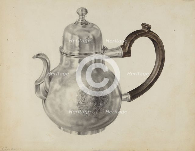 Silver Teapot, c. 1938. Creator: Leo Drozdoff.